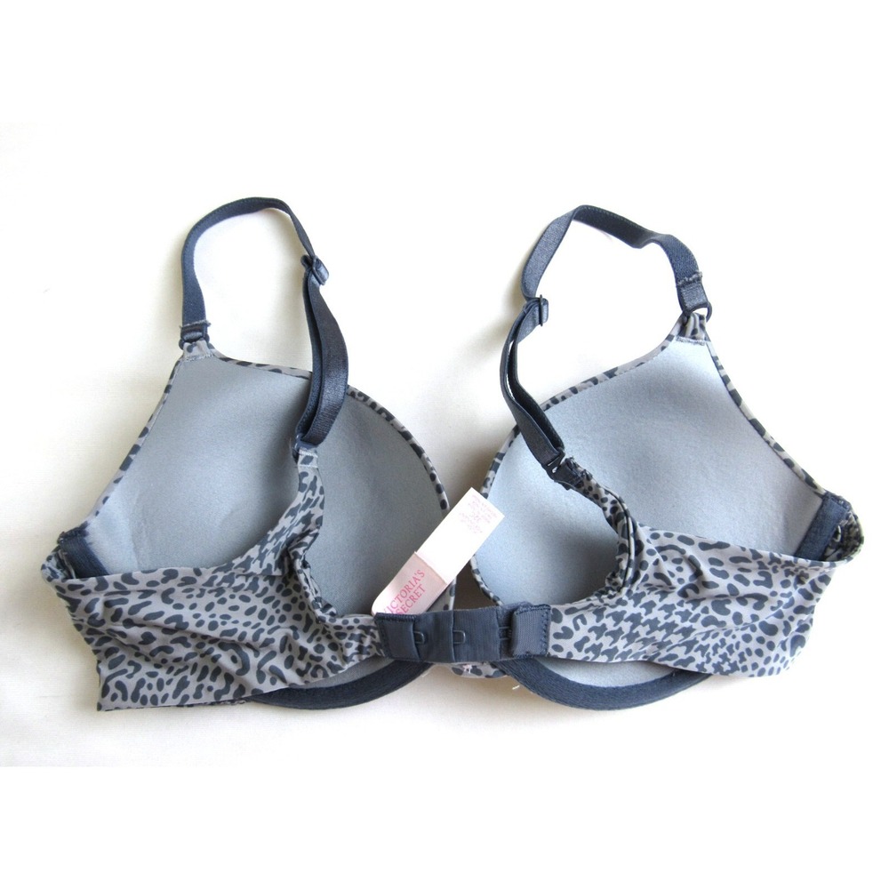 Victoria's Secret Bra Gray Animal Print Push-Up Padded Underwired Size 32C - Picture 2 of 7